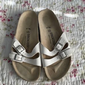 Practically new white Birkenstock sandals